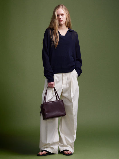 Cotton Two-Tuck Wide Pants_off white