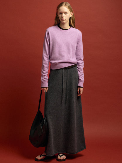 Cashmere Knit Maxi Skirt_charcoal