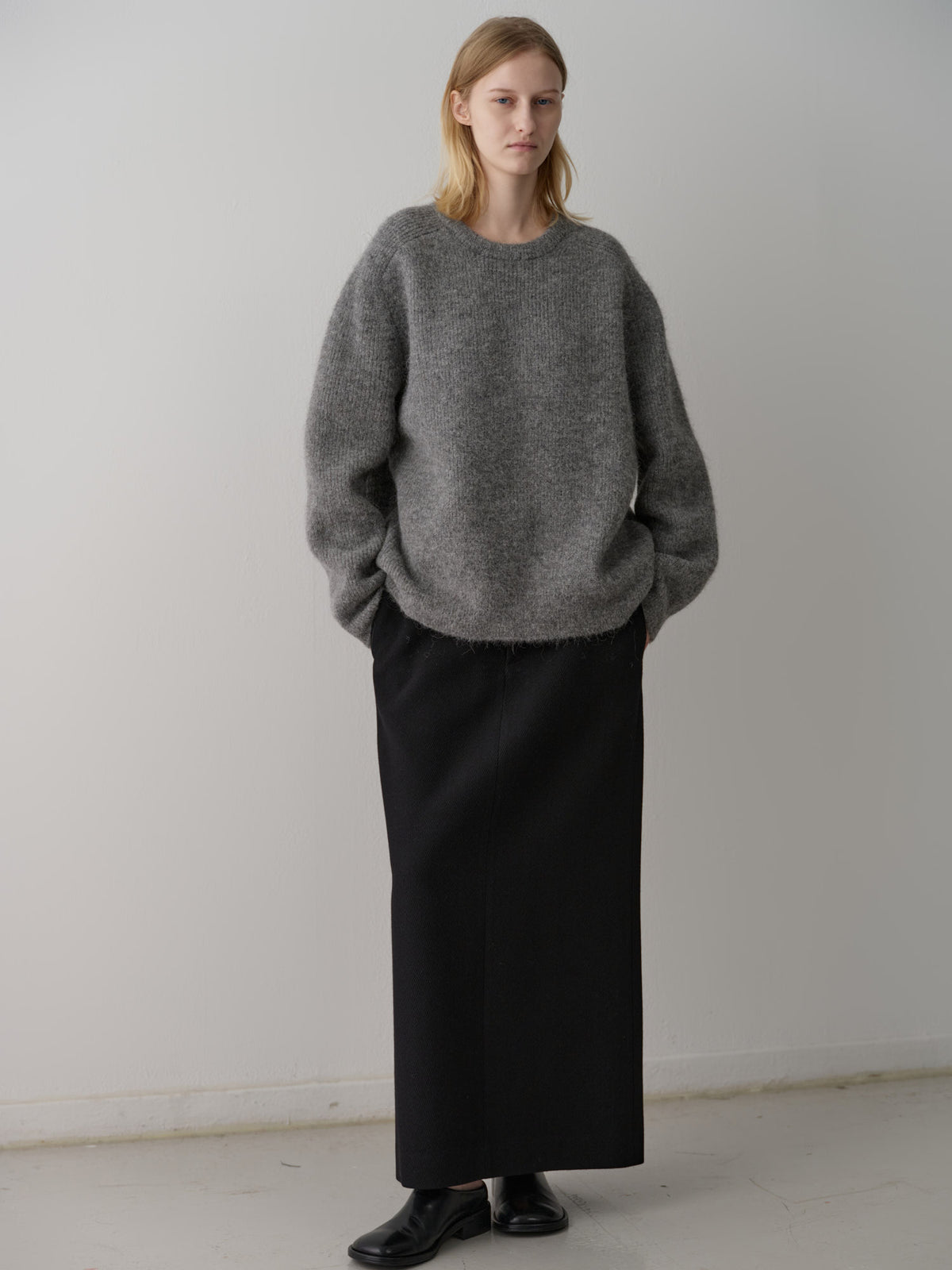 Wool Twill Maxi Skirt_black
