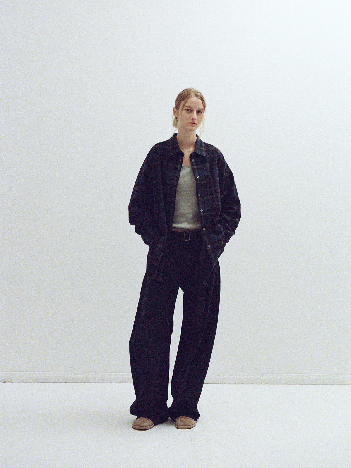 Boyfit Flannel Shirt_Navy