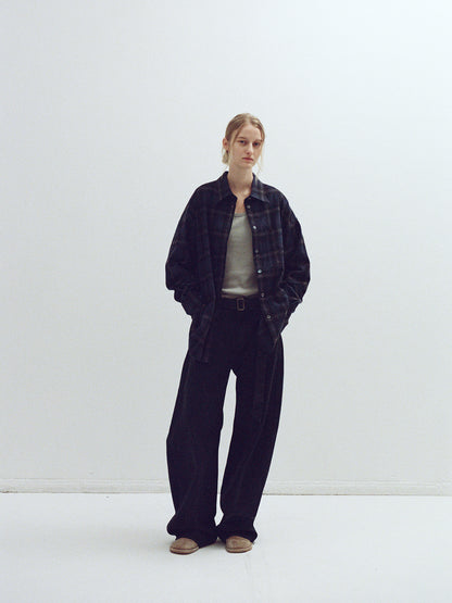 Boyfit Flannel Shirt_Navy