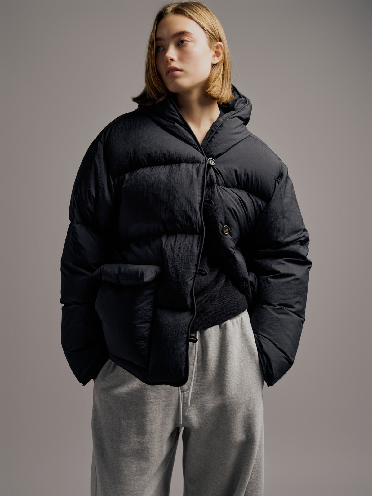 Goose Down Hooded Puffer_black