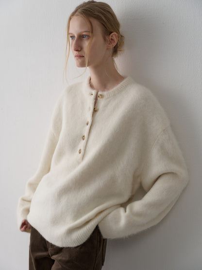 Alpaca Henley Neck Sweater_ivory