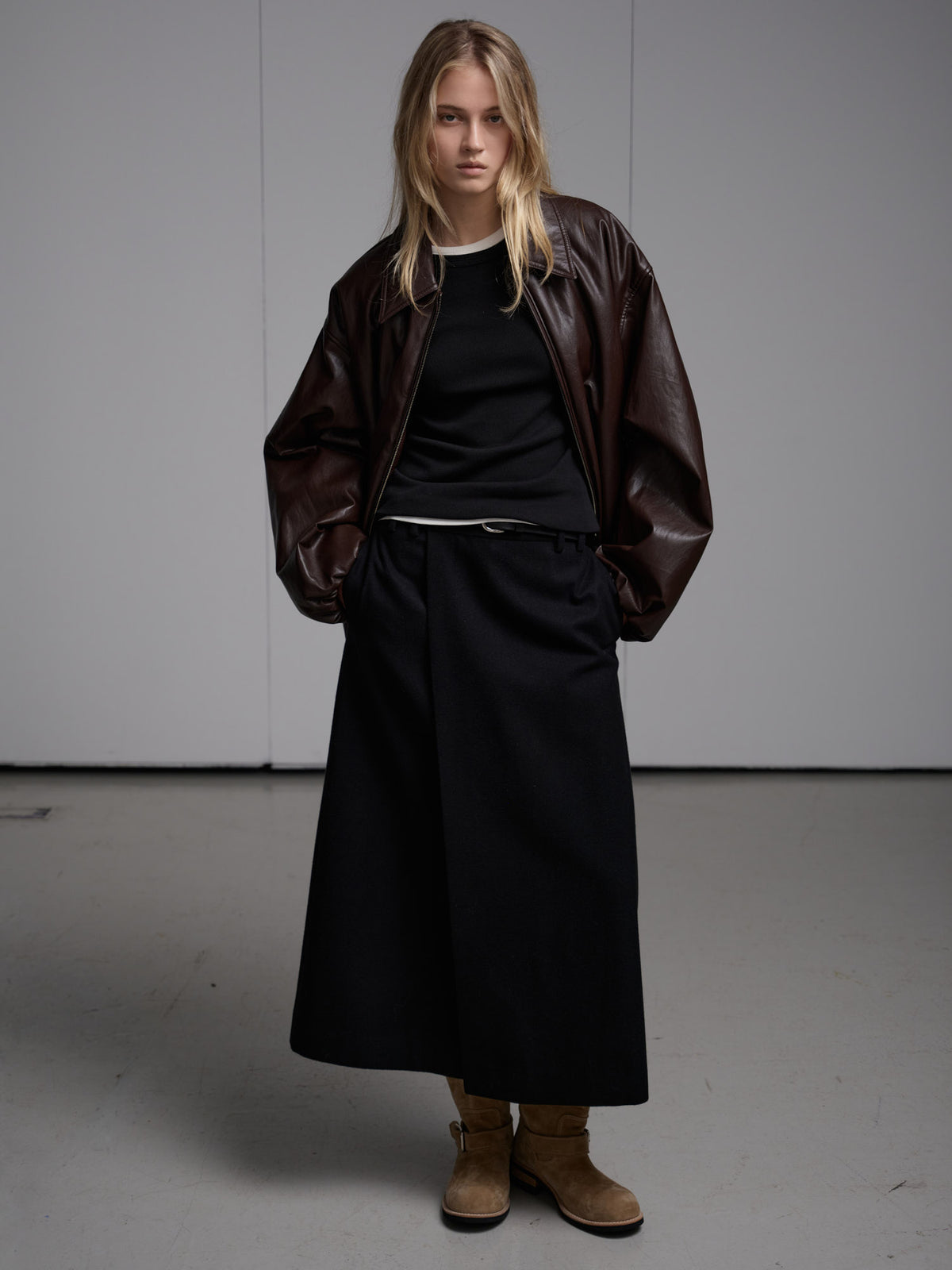 Leather Bomber Jacket_brown