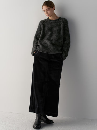Velvet Maxi Skirt_black