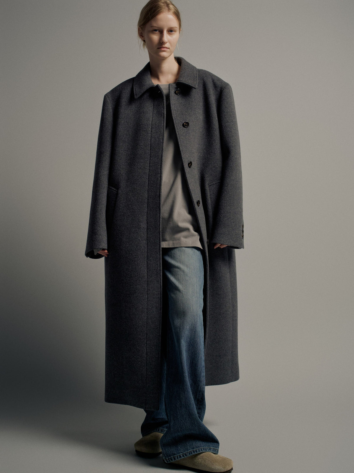 Cashmere Straight Mac Coat_charcoal
