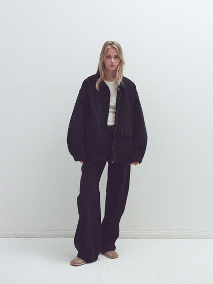 Overfit Vintage Cotton Blouson_Blue Charcoal