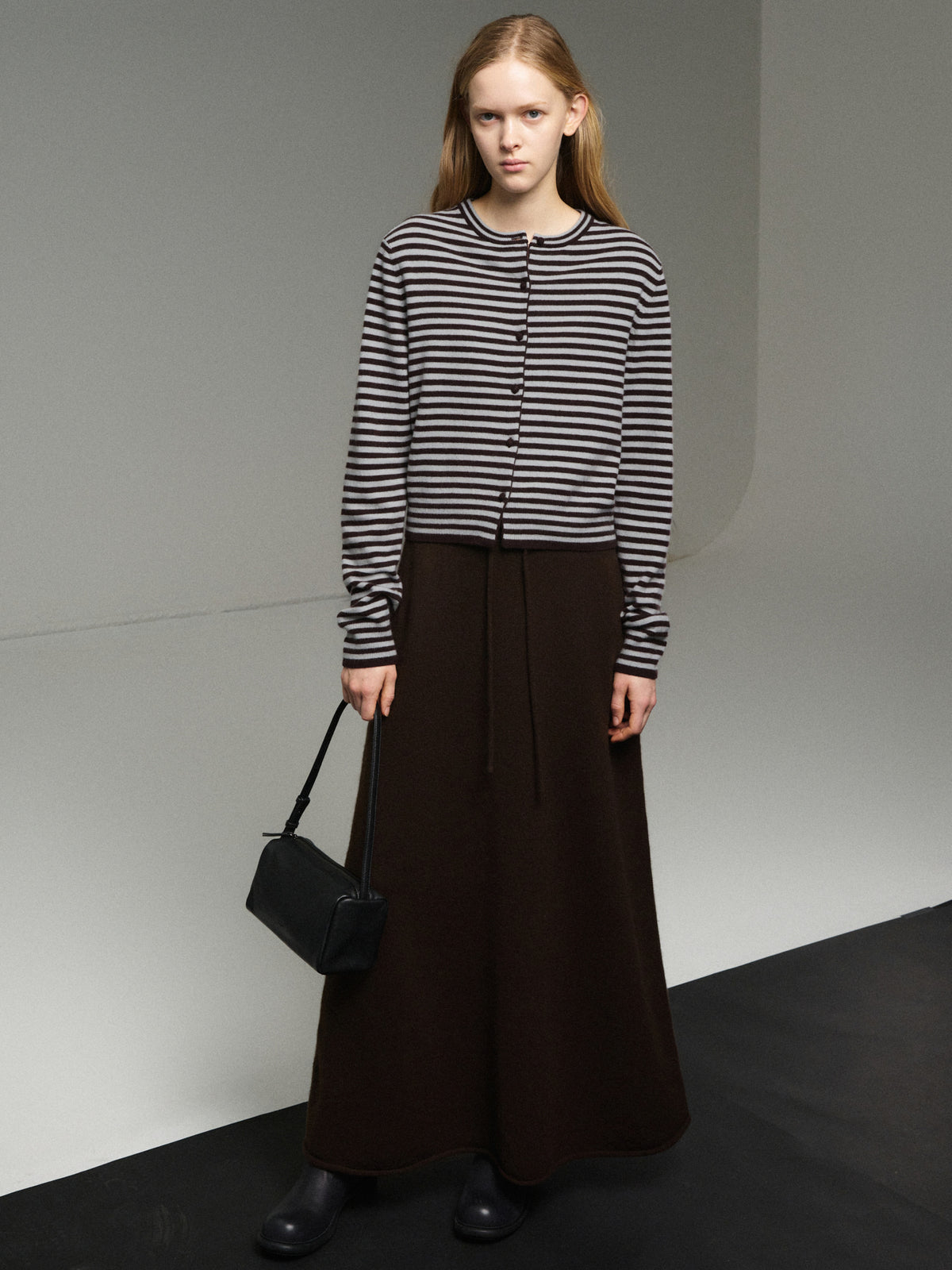 Cashmere Knit Maxi Skirt_dark brown