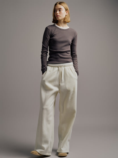 Wool Fleece Banding Pants_ivory