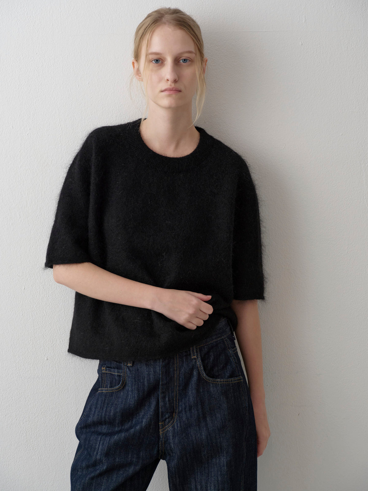 Mohair Half Sleeve Sweater_black