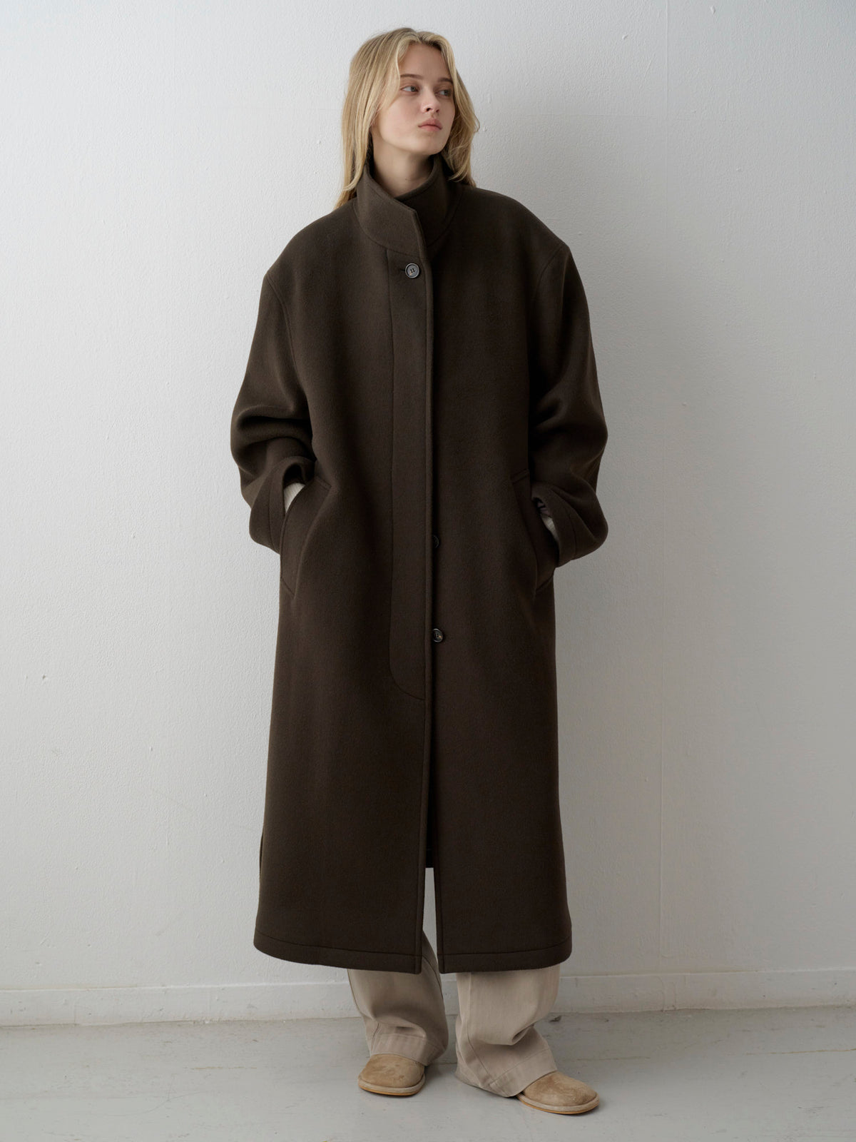 Cashmere High-neck Coat_dark brown