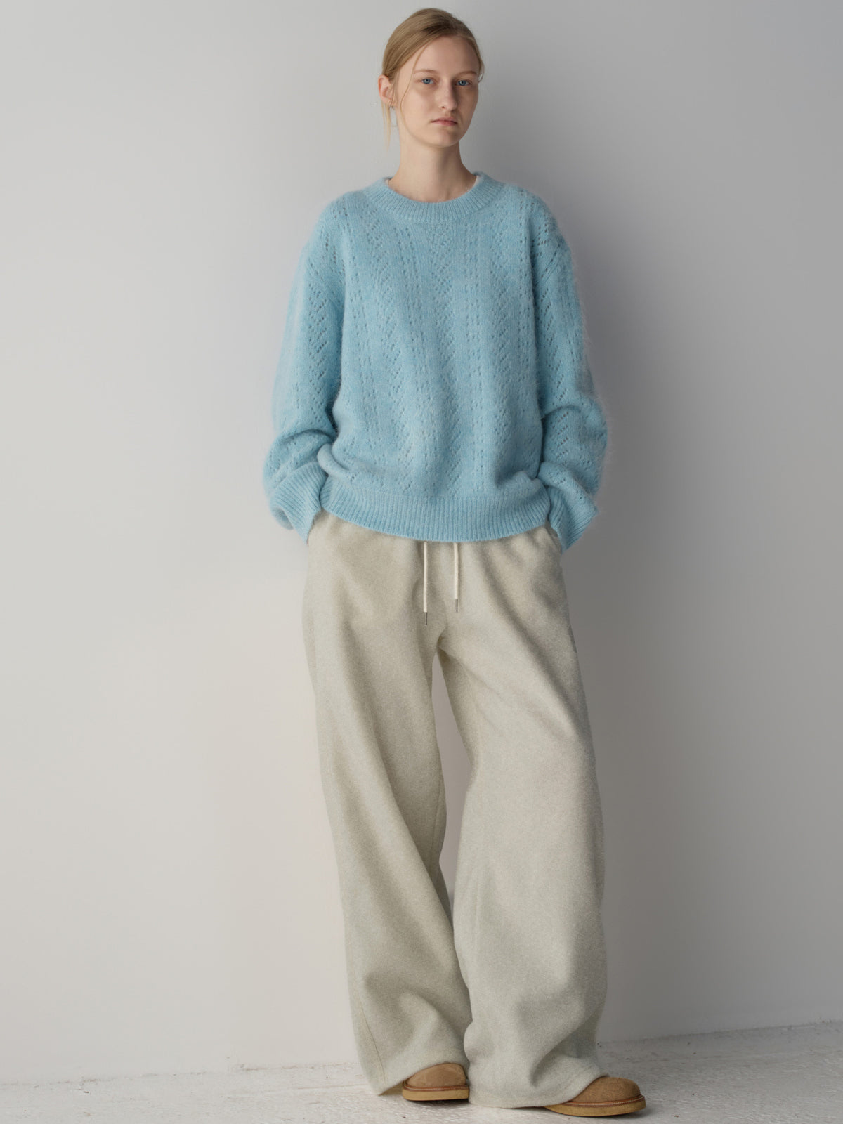 Wool Fleece Banding Pants_oatmeal