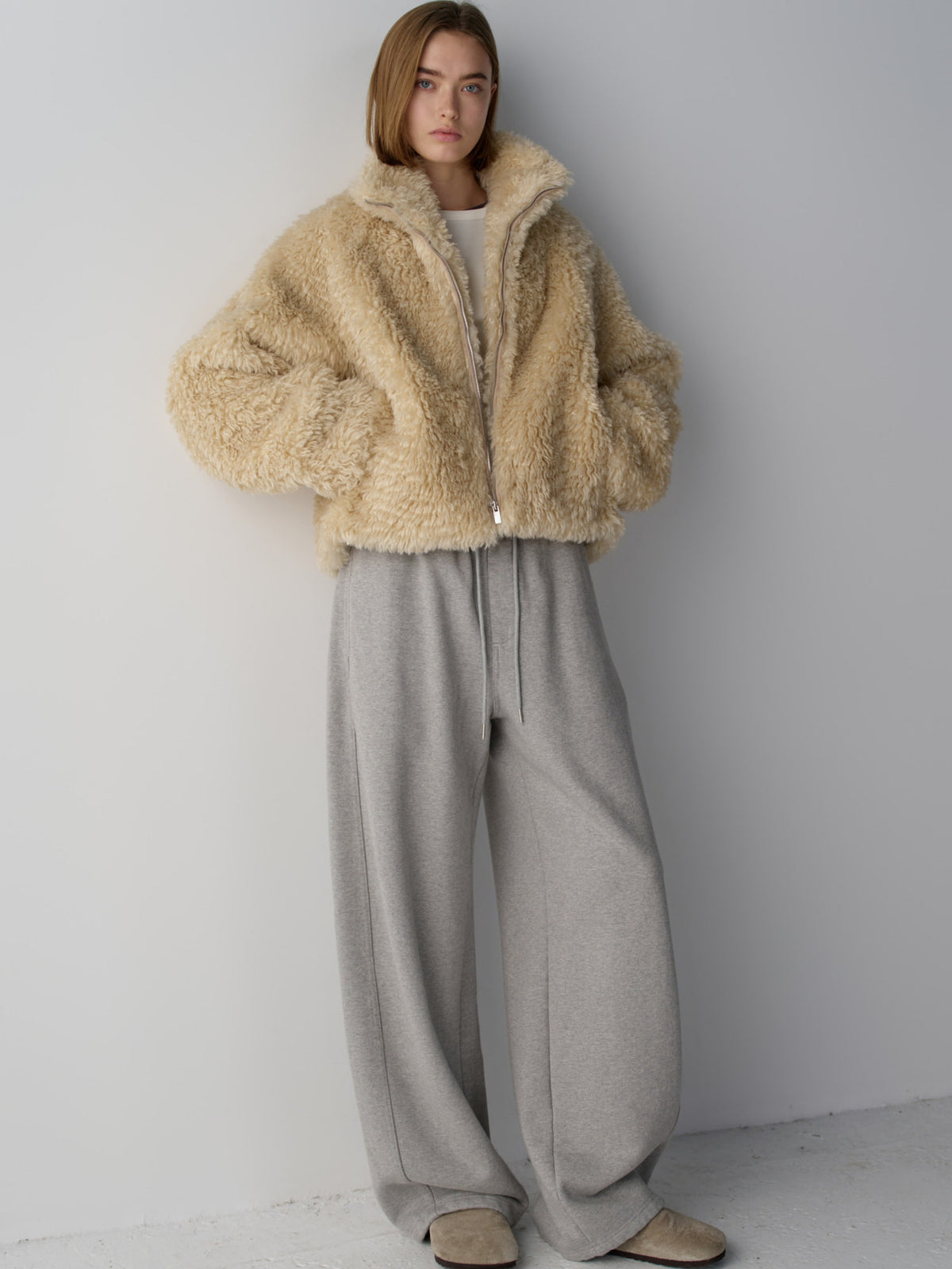 High-neck fur jumper_cream