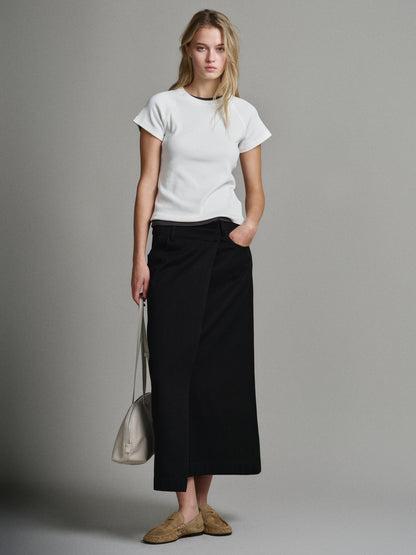 Cotton Wrap Skirt_black