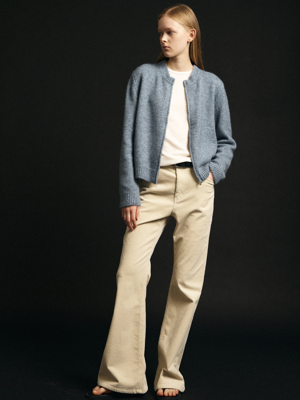 Corduroy Bootcut Pants_cream