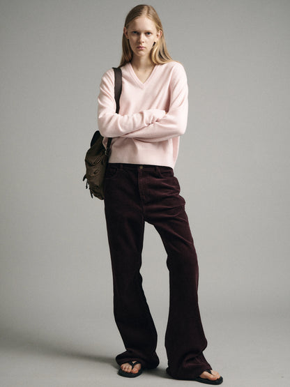 Essential V-Neck Knit_pale pink