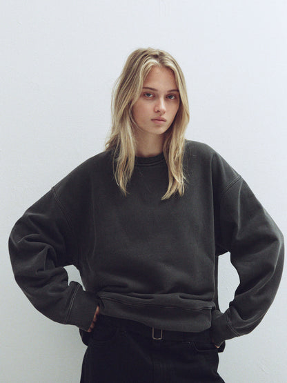 Oversized Fit Pigment Sweatshirt_charcoal