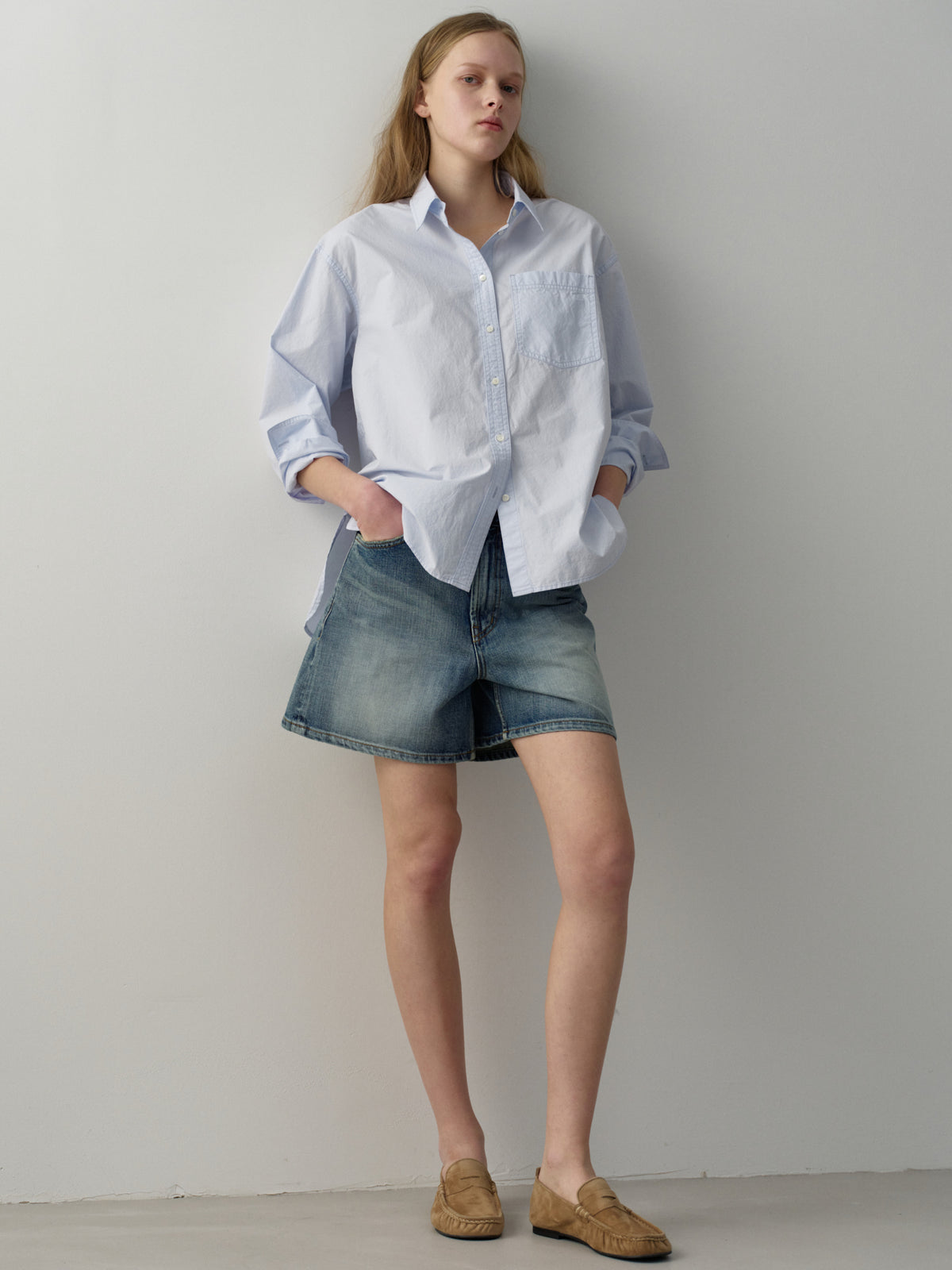 [11/23 Pre-order] Washed Cotton Shirt_sky