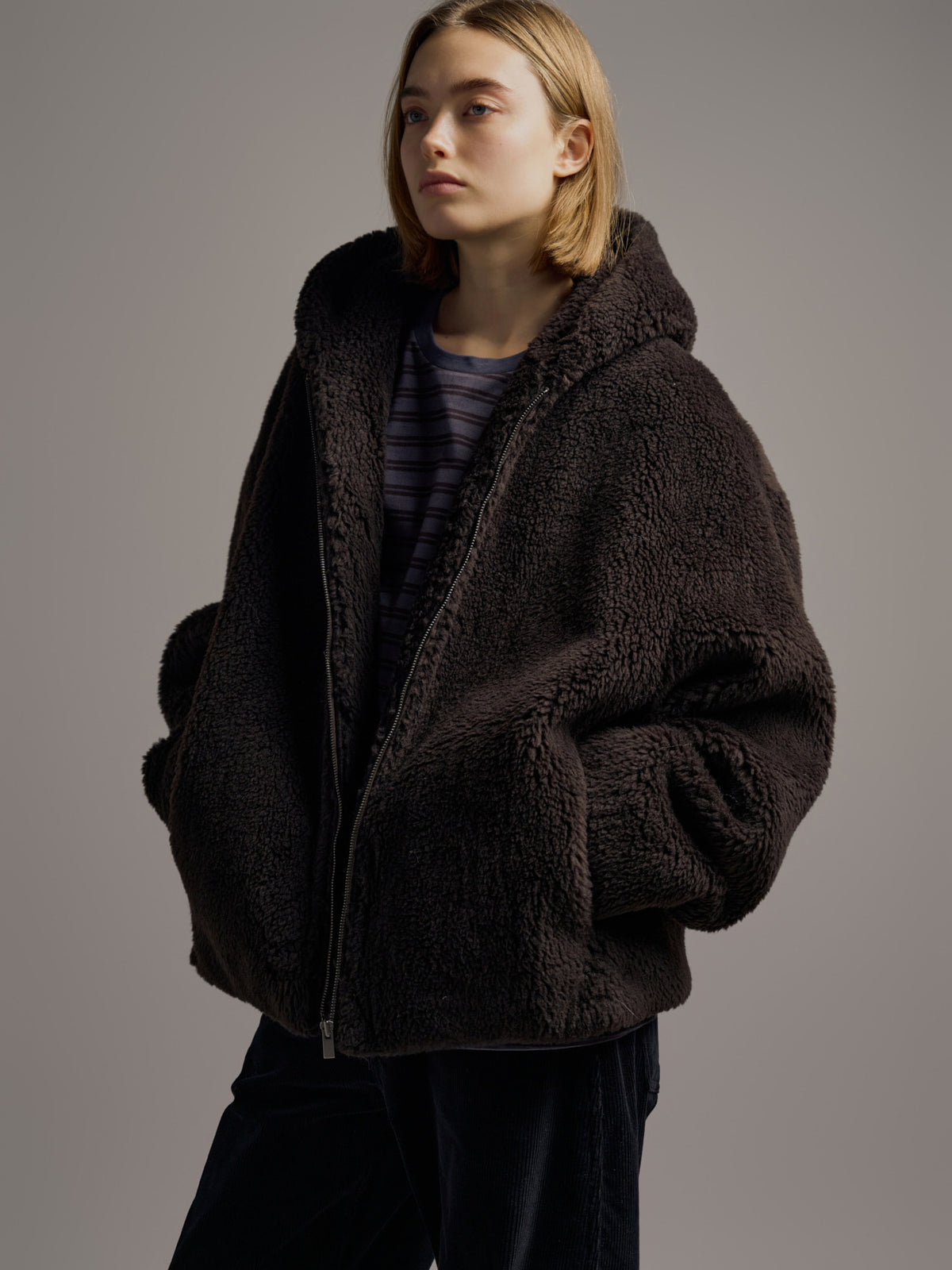Lambswool hooded jumper_brown