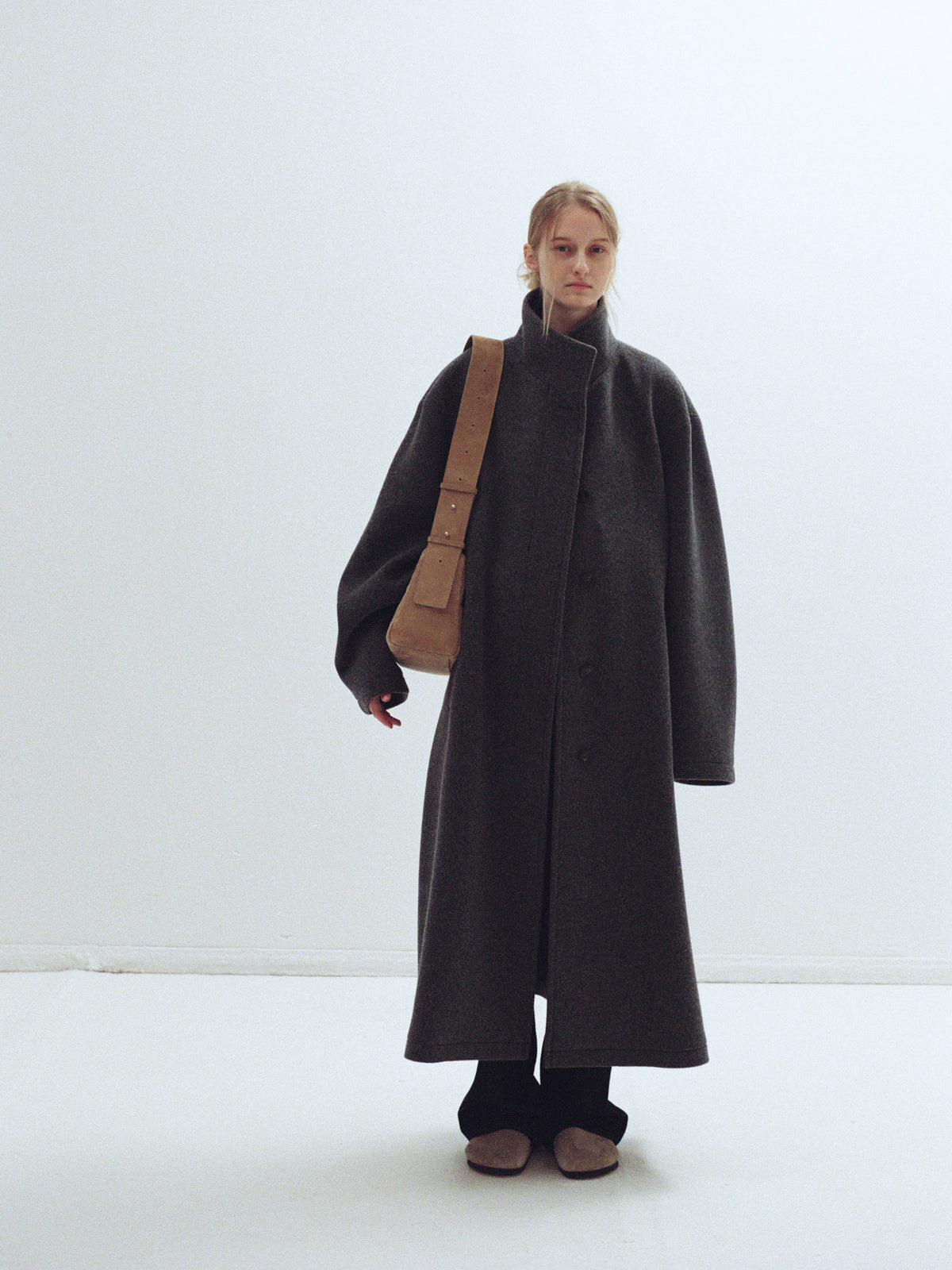 Cashmere High-neck Coat_charcoal