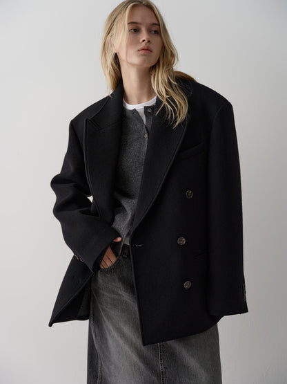 Cashmere Double Half Coat_black