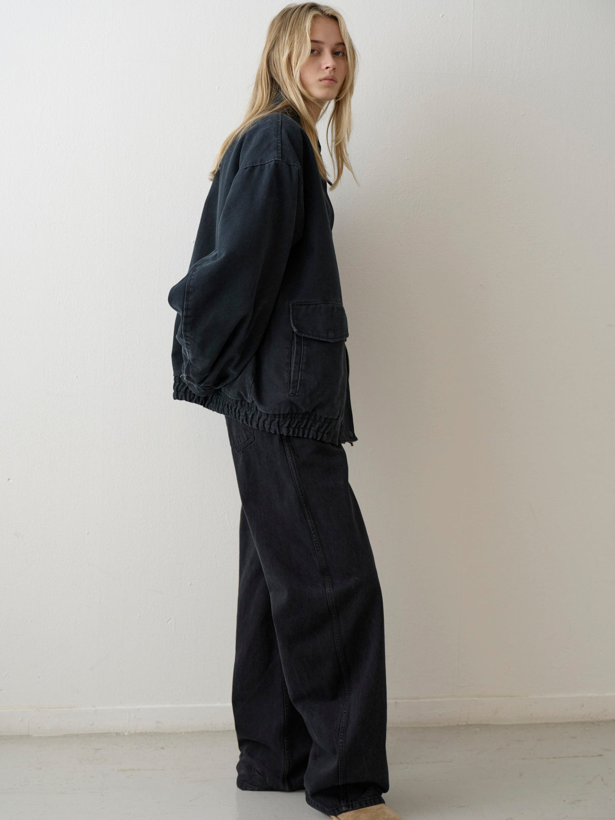 Overfit Vintage Cotton Blouson_Blue Charcoal