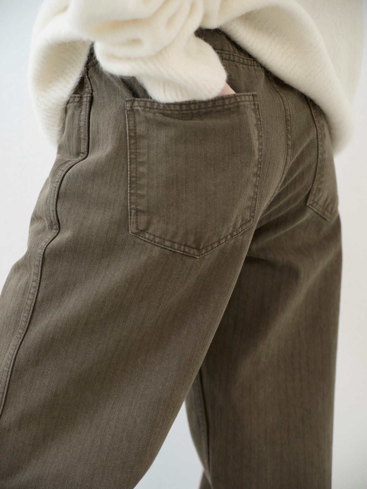 Striped Straight Denim_khaki