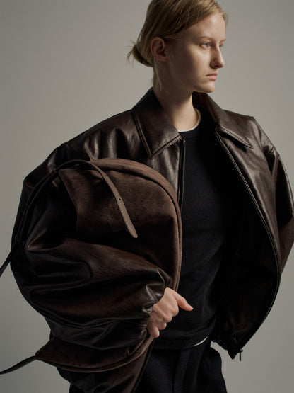 Leather Bomber Jacket_brown
