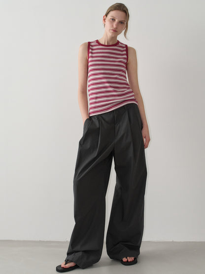 Vintage Cotton Two-Tuck Wide Pants_charcoal