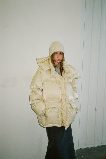 Goose Down Half Padded Coat_butter