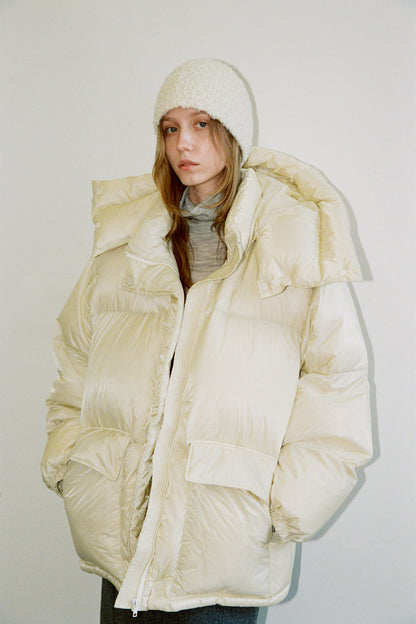 Goose Down Half Padded Coat_butter