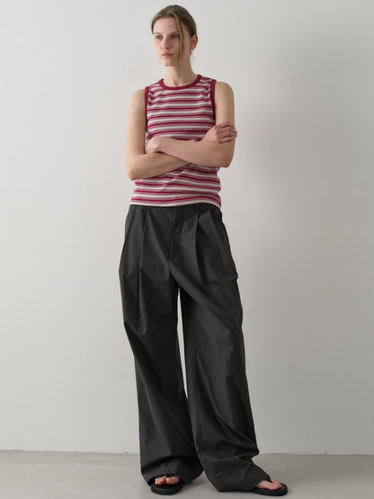 Vintage Cotton Two-Tuck Wide Pants_charcoal