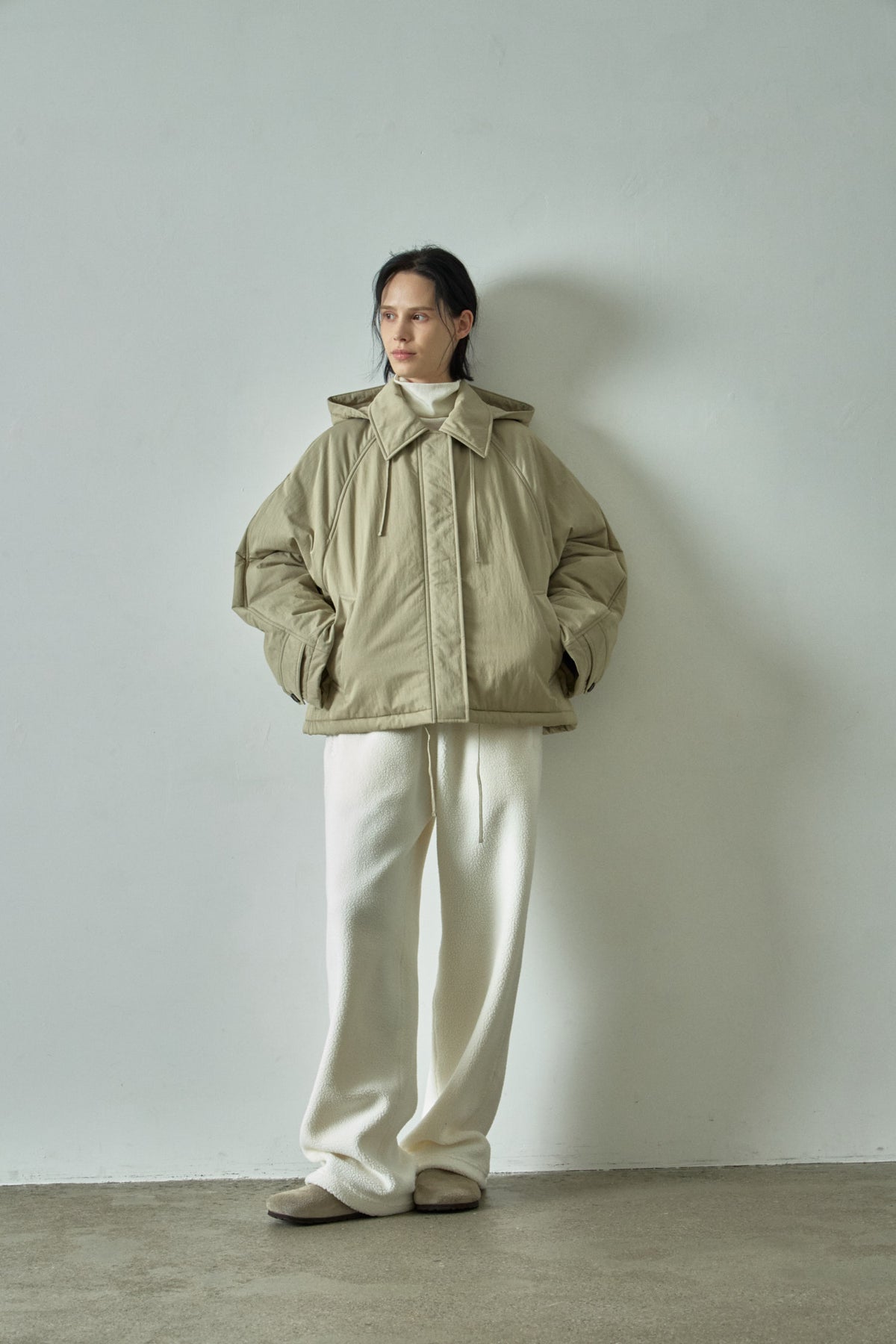 Minimal Hooded Padded Jacket_beige