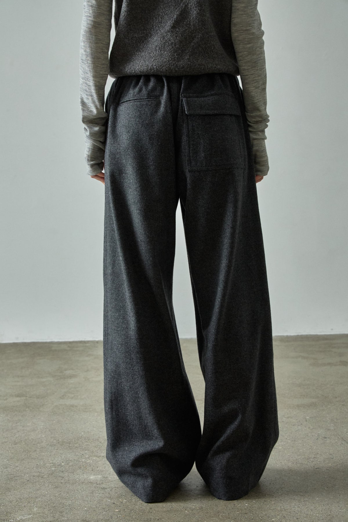 Relaxed Wool Banding Pants_dark charcoal