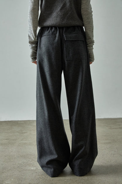 Relaxed Wool Banding Pants_dark charcoal