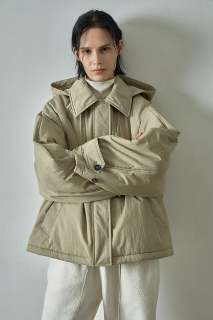 Minimal Hooded Padded Jacket_beige