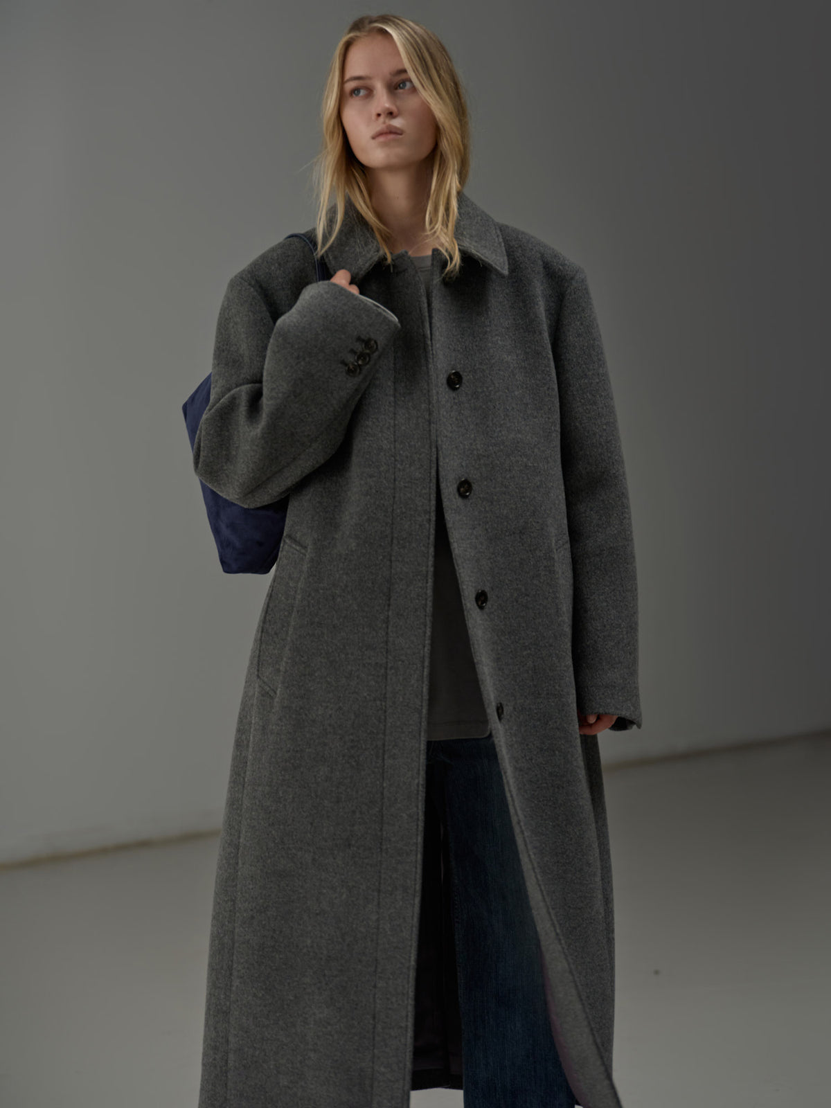 Cashmere Straight Mac Coat_charcoal