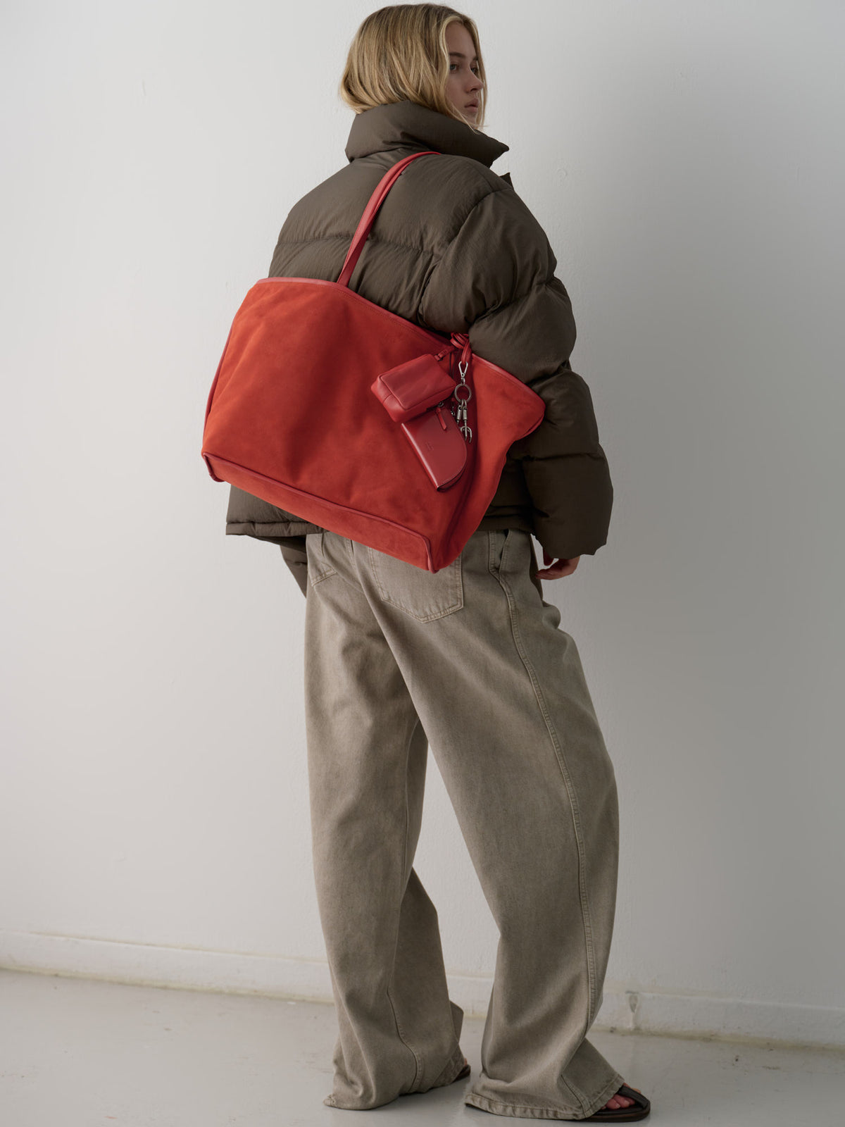 Goose down button puffer_brown