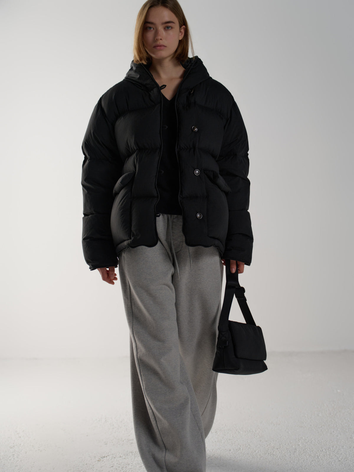 Curved Warm Sweatpants_melange grey