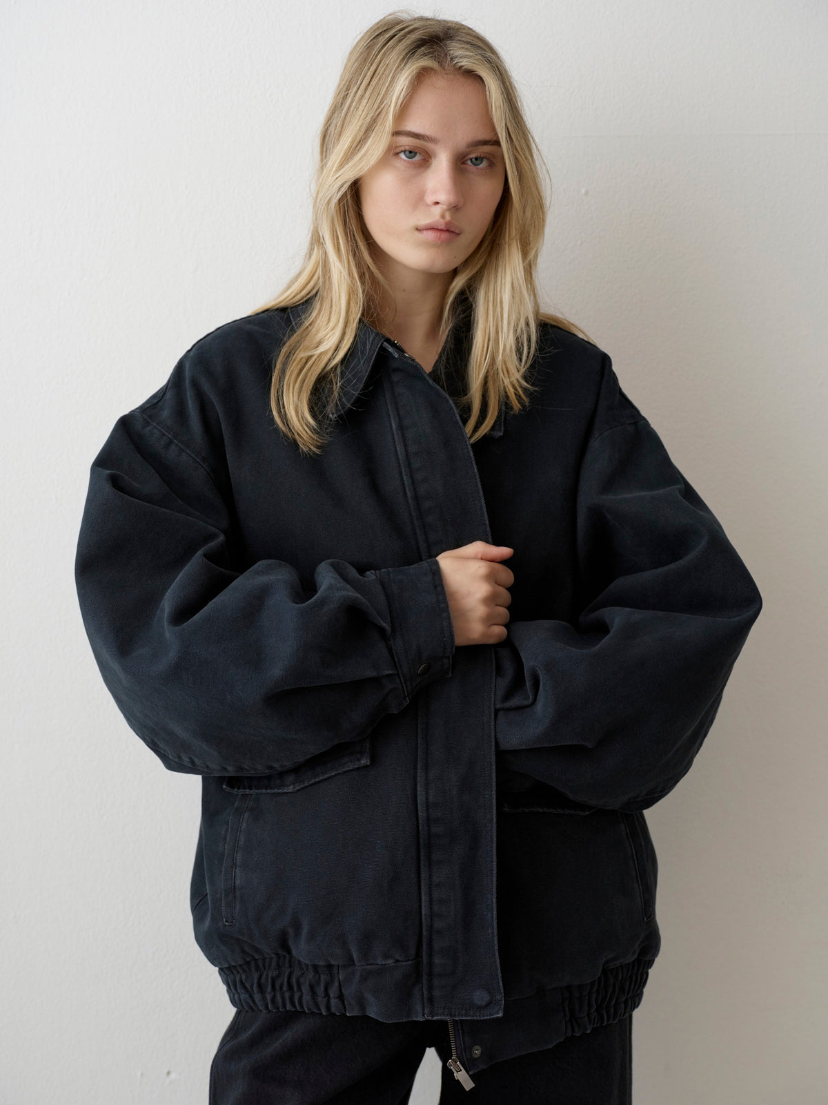 Overfit Vintage Cotton Blouson_Blue Charcoal