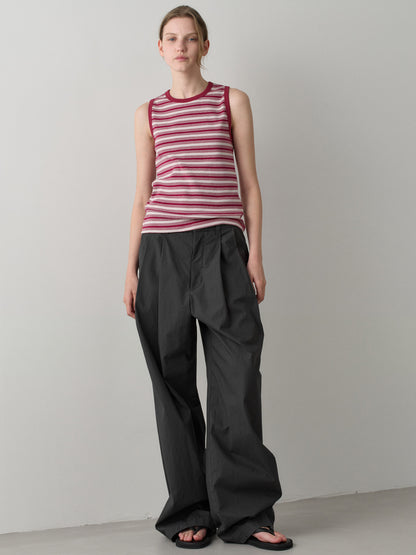 Vintage Cotton Two-Tuck Wide Pants_charcoal