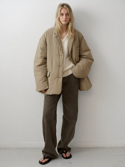 Striped Straight Denim_khaki