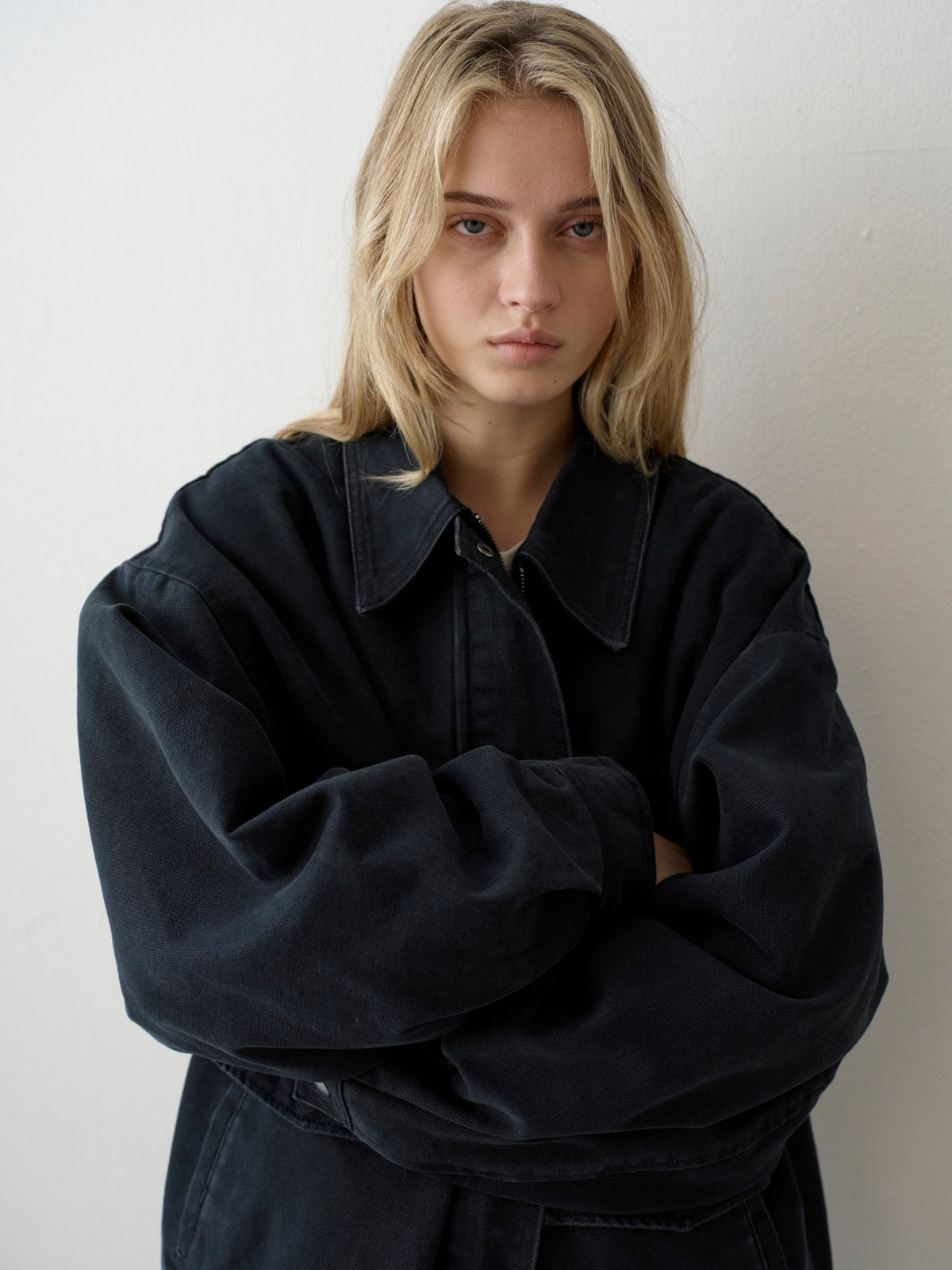Overfit Vintage Cotton Blouson_Blue Charcoal