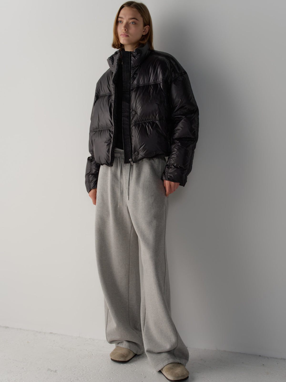 Curved Warm Sweatpants_melange grey
