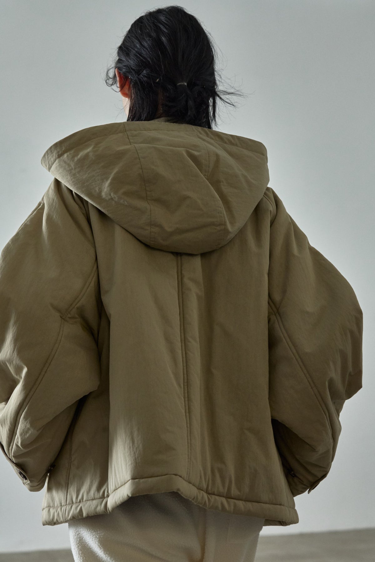 Minimal Hooded Padded Jacket_beige