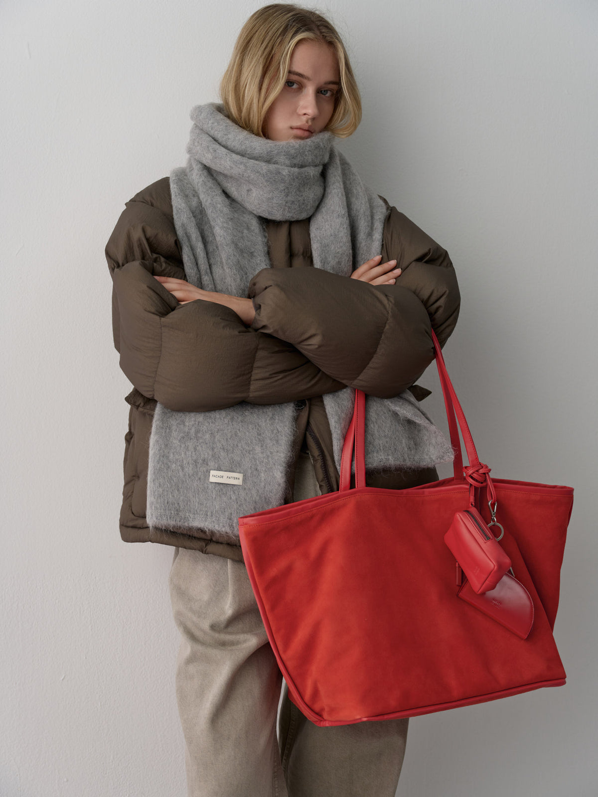 Goose down button puffer_brown