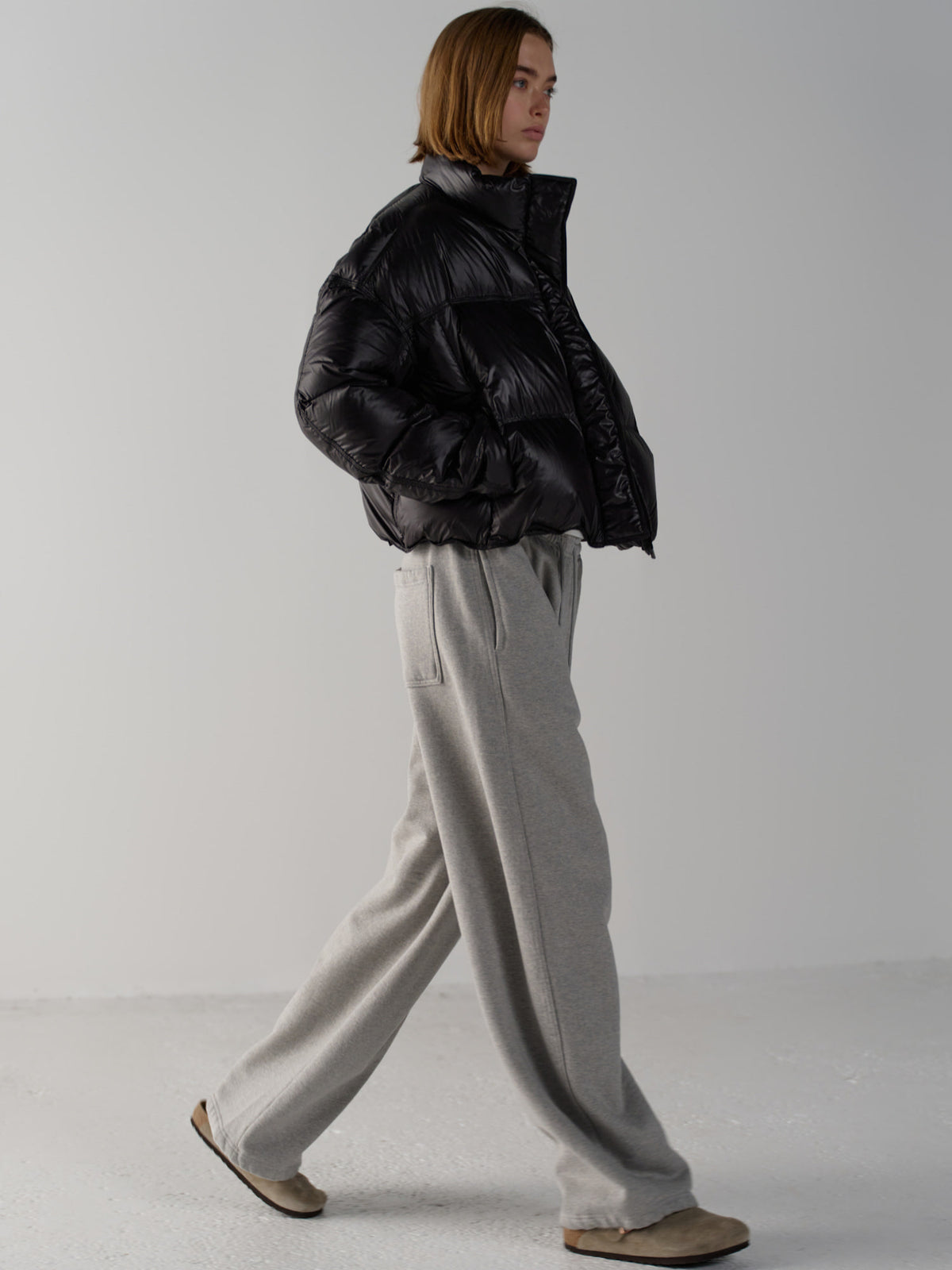 Curved Warm Sweatpants_melange grey