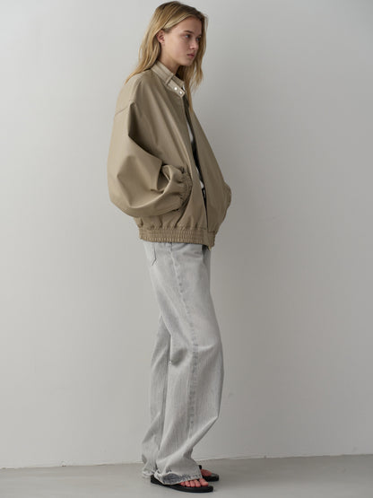 High-Waist Straight Jeans_light grey