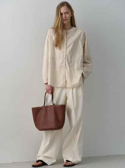 Cotton Two-Tuck Wide Pants_off white
