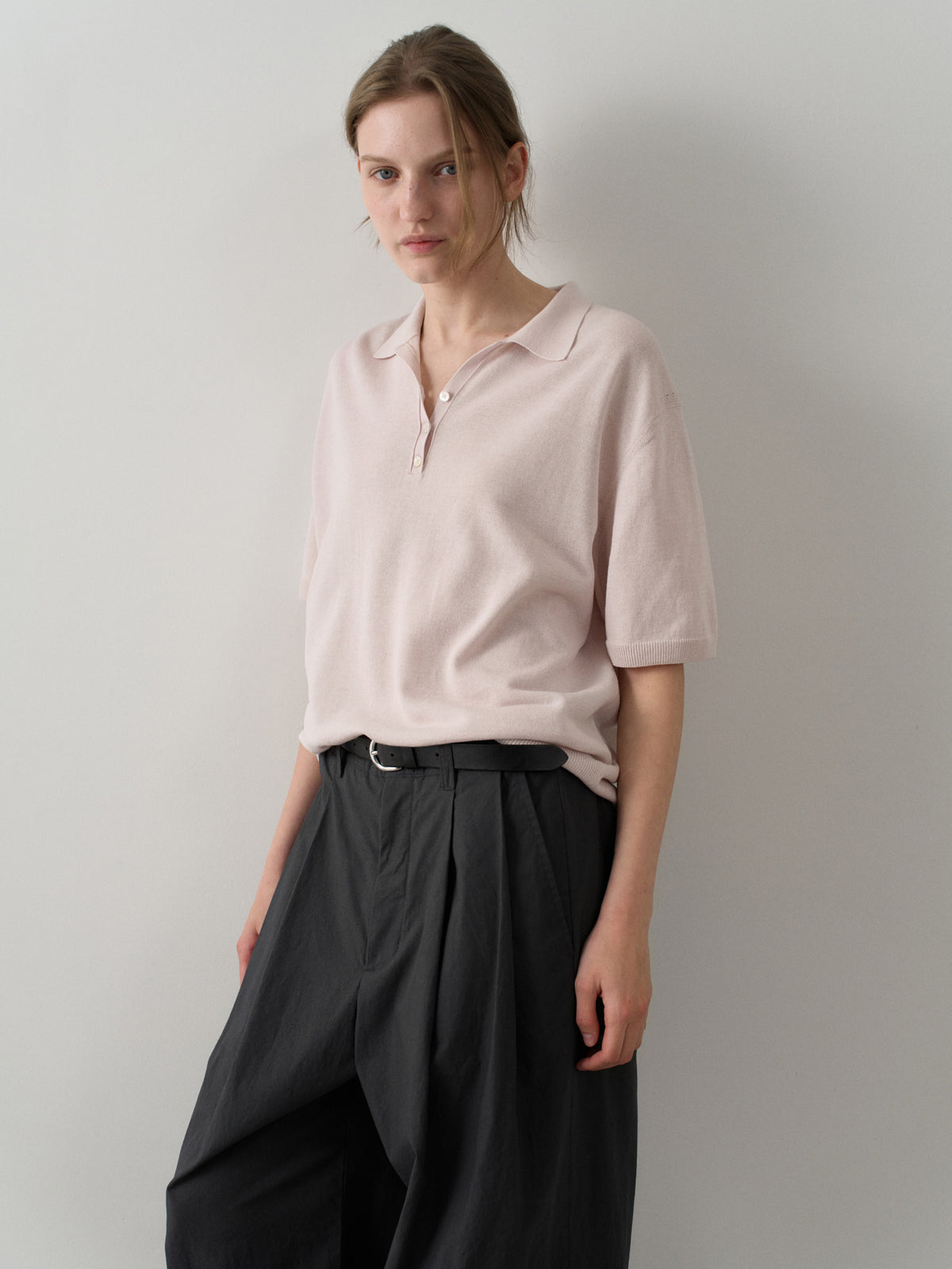 Vintage Cotton Two-Tuck Wide Pants_charcoal